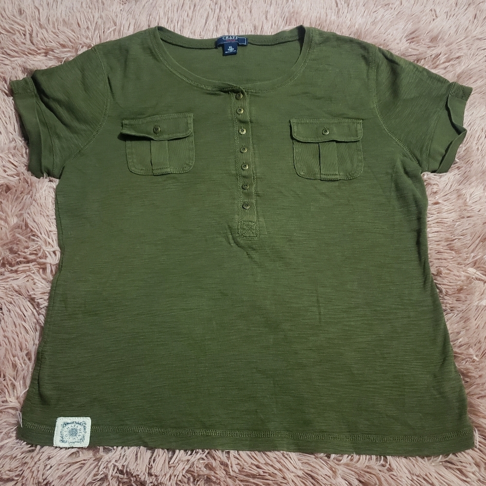 Chaps Denim Pocket Top